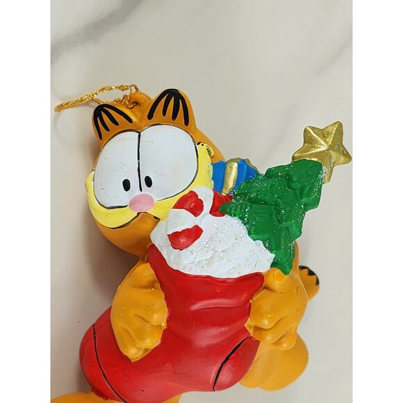 Garfield w/ Tree Ornament 4" Christmas Stocking Holidays 90's Kurt Adler Vintage - Picture 3 of 15